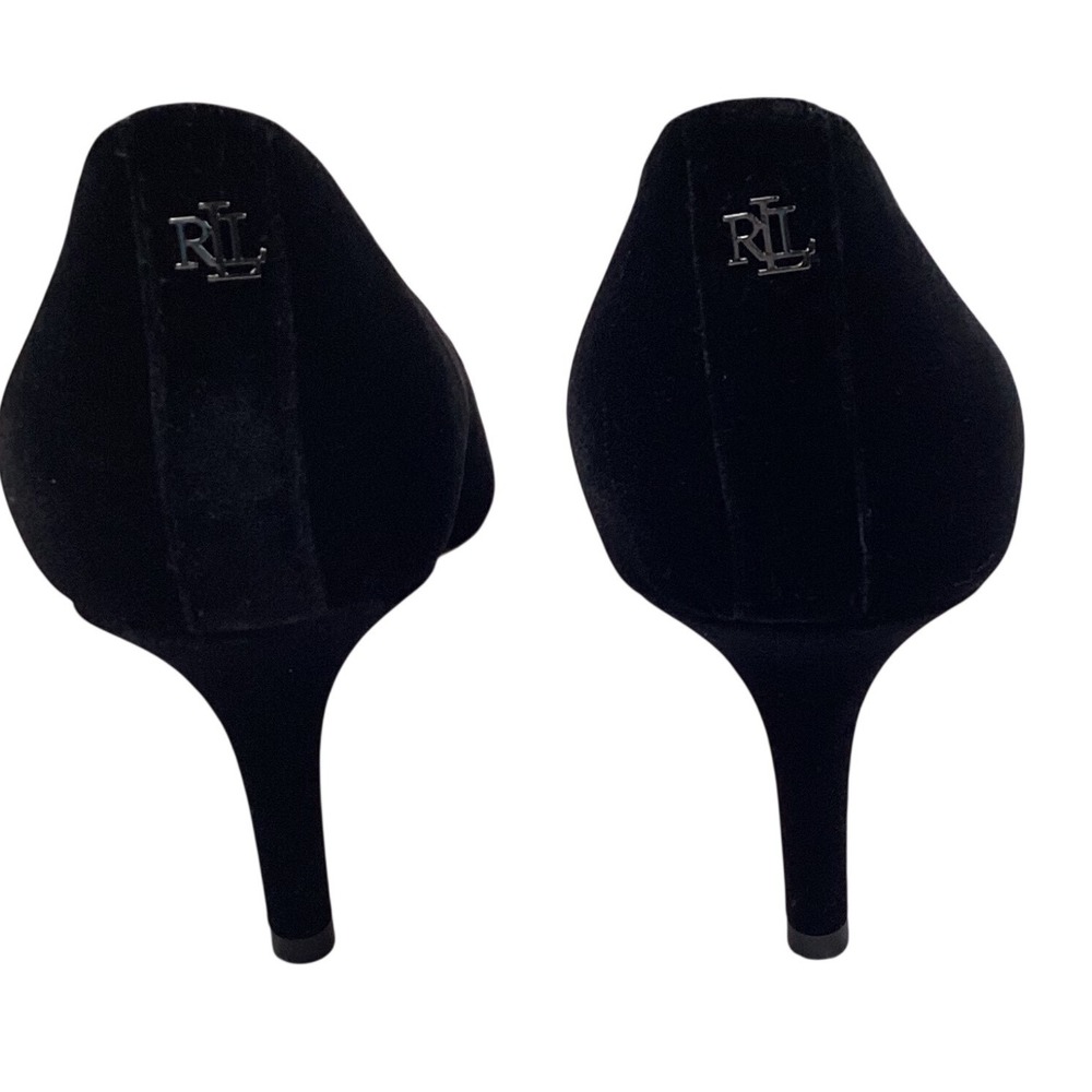 Lauren Ralph Lauren Black Velvet Pointed Toe Pumps RLL Logo Heels Womens 11B - Picture 12 of 16